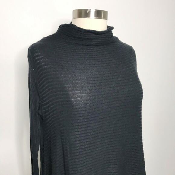 We The Free Small S Lover Rib Thermal Top Black Long Sleeve Split Back Cowl Neck - Picture 4 of 8